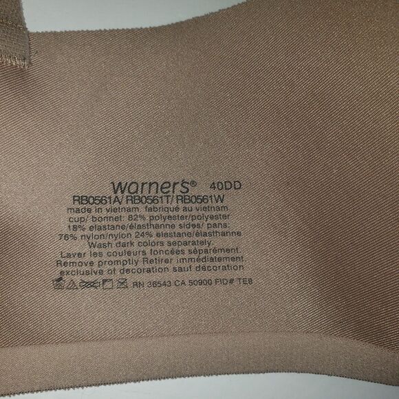 WARNERS Nude Underwire Bra Womens Size 40DD - Picture 4 of 5